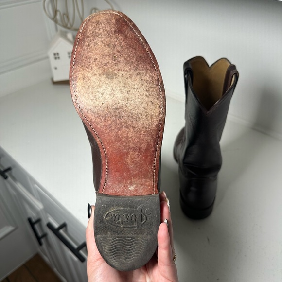 Justin Roper Boots Women’s 8B Brown Leather Western Cowboy Boots USA Made - Picture 7 of 8